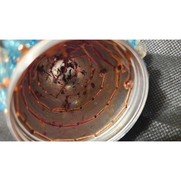 Antique Potpourri Beaded Ornament Blue Clear Glass Beads Potpourri - Picture 10 of 15